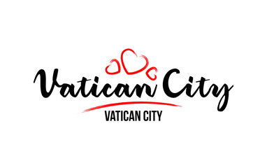 Vatican City country with red love heart and its capital creative typography logo design