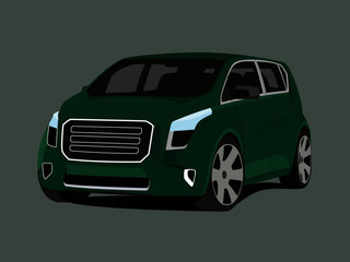 Naklejka premium Hatchback green realistic vector illustration isolated