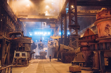 Fototapeta na wymiar Melting of metal in a steel plant. Metallurgical industry.