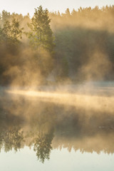 >Fog on a lake in the oslo region, Norway
