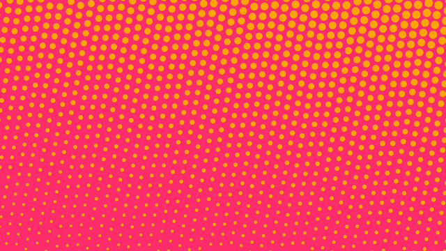 Pink and orange pop art background in vitange comic style with halftone dots, vector illustration template for your design