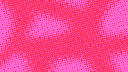 Pink and magenta retro comic pop art background with halftone dots design, vector illustration template