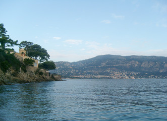 Fototapeta premium Small wild beach near Nice resort town. French Riviera, France