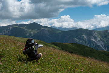 Zuruldi mountains - popular trek in Svaneti, Georgia. 