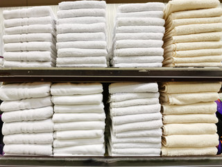Stack of towels in the linen closet