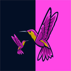 hummingbird design in purple - vector