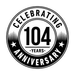 104 years anniversary celebration logo template. Vector and illustration.