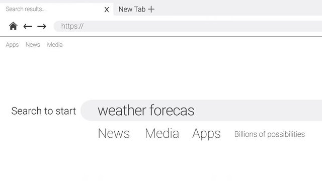 Typing weather forecast into an web page internet search engine