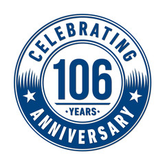 Fototapeta premium 106 years anniversary celebration logo template. Vector and illustration.