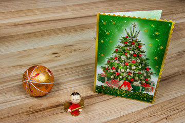 dekoracje świąteczne, bombka, aniołek, kartka z życzeniami, Wesołych świąt Bożego Narodzenia - obrazy, fototapety, plakaty