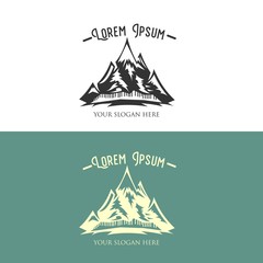 Beautiful Volcano Mountain Logo in Vintage Style