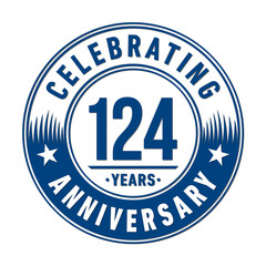 124 years anniversary celebration logo template. Vector and illustration.