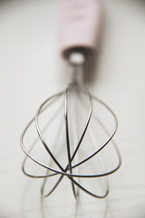 kitchen tool stainless whisk closeup