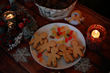 Christmas gifts, lights, candles and sweets