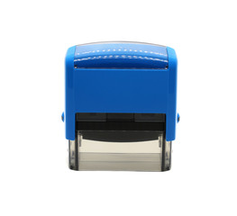 blue rubber stamp isolated on white background
