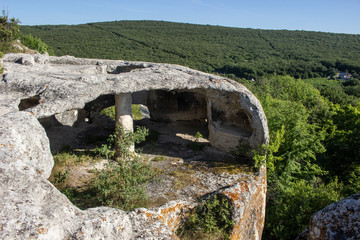 Cave city of ancient Christians. Byzantine construction.