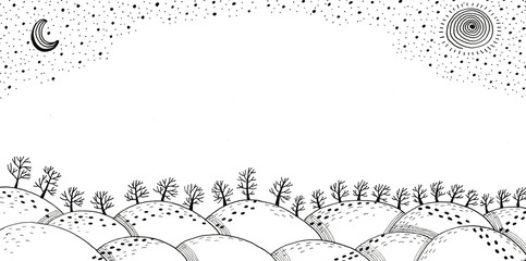 winter trees forest christmas graphics drawing