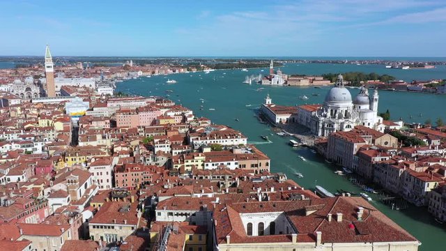 Punta della dogana in Venice Italy panoramic cityscape aerial summer .