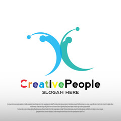 Creative people logo design ideas with the concept of abstract people. children's dreams. playground. can be used for school education signs or symbols or business icons. vector illustration elements