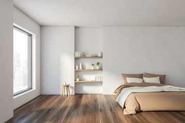 Fototapeta na wymiar White and beige bedroom interior