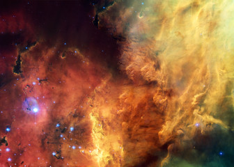 Obraz na płótnie Canvas A colourful star-forming region somewhere in deep space. Science fiction wallpaper. Elements of the image were furnished by NASA