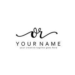 Handwriting O R OR initial logo template vector