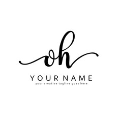 Fototapeta na wymiar Handwriting O H OH initial logo template vector