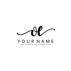 Handwriting O E OE initial logo template vector