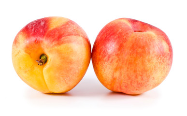 Fototapeta na wymiar Ripe peach fruits isolated on a white background