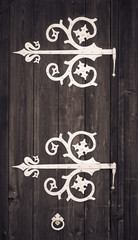 Ornate historic door hinges