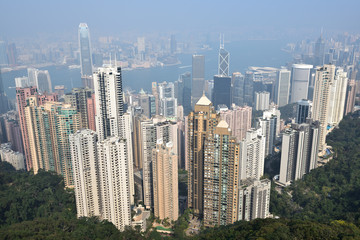 Fototapeta na wymiar Bird view from Victoria peak, Hong Kong