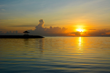 Sunrise view of Pantai Karang, Sanur Beach, Bali, Indonesia, Asia.