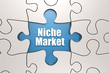 Fototapeta premium Niche Market word on jigsaw puzzle