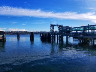 Fototapeta na wymiar Puget Sound ferry harbor in Bremerton, Washington