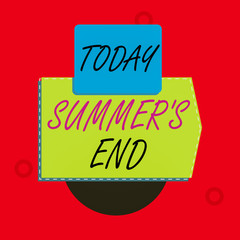 Text sign showing Summer S End. Business photo text End of break good memories from trips and relaxing time Blank banner rectangle square above semicircle down Geometrical background