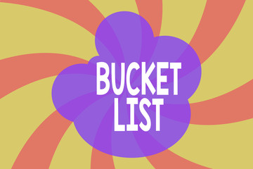 Writing note showing Bucket List. Business concept for a list of the things that a demonstrating would like to do or achieve Abstract geometric deep design. Simulating depth background. Spinning