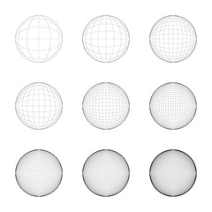 Sphere grid face resolution set, precise symmetry, stroke editable.