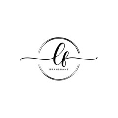 LF Initial handwriting logo with circle template vector.
