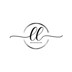 Obraz premium LL Initial handwriting logo with circle template vector.
