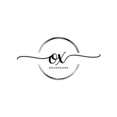 OX Initial handwriting logo with circle template vector.