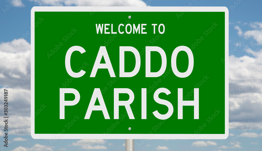 Wall mural Rendering of a green 3d highway sign for Caddo Parish in Louisiana