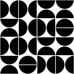 Modèle sans couture géométrique de vecteur avec des demi-cercles. Abstrait minimaliste.