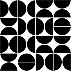 Printed roller blinds Black and white geometric modern Vector geometric seamless pattern with semicircles. Abstract minimalistic background.