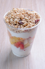 Natural yogurt parfeit with fruit and cereal