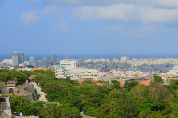 Fototapeta na wymiar City View of Naha from Shuri Castle, Okinawa, Japan