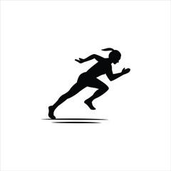 Illustration female running logo vector silhouette for sport and healthy life