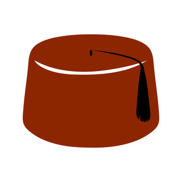 Isolated red Turkish fez (or tarboosh) with a black tassel on it - Eps10 vector graphics and illustration