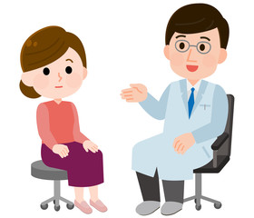 医者　診察　相談　女性　イラスト
