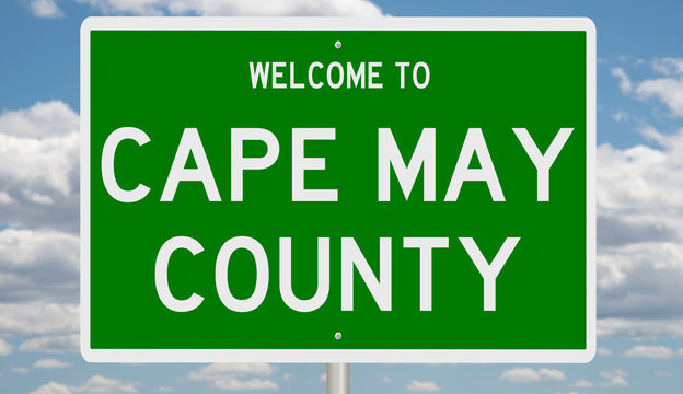 Rendering Of A 3d Green Highway Sign For Cape May County