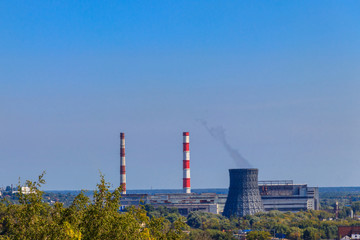 Fototapeta na wymiar View of thermal power station in Vladimir, Russia